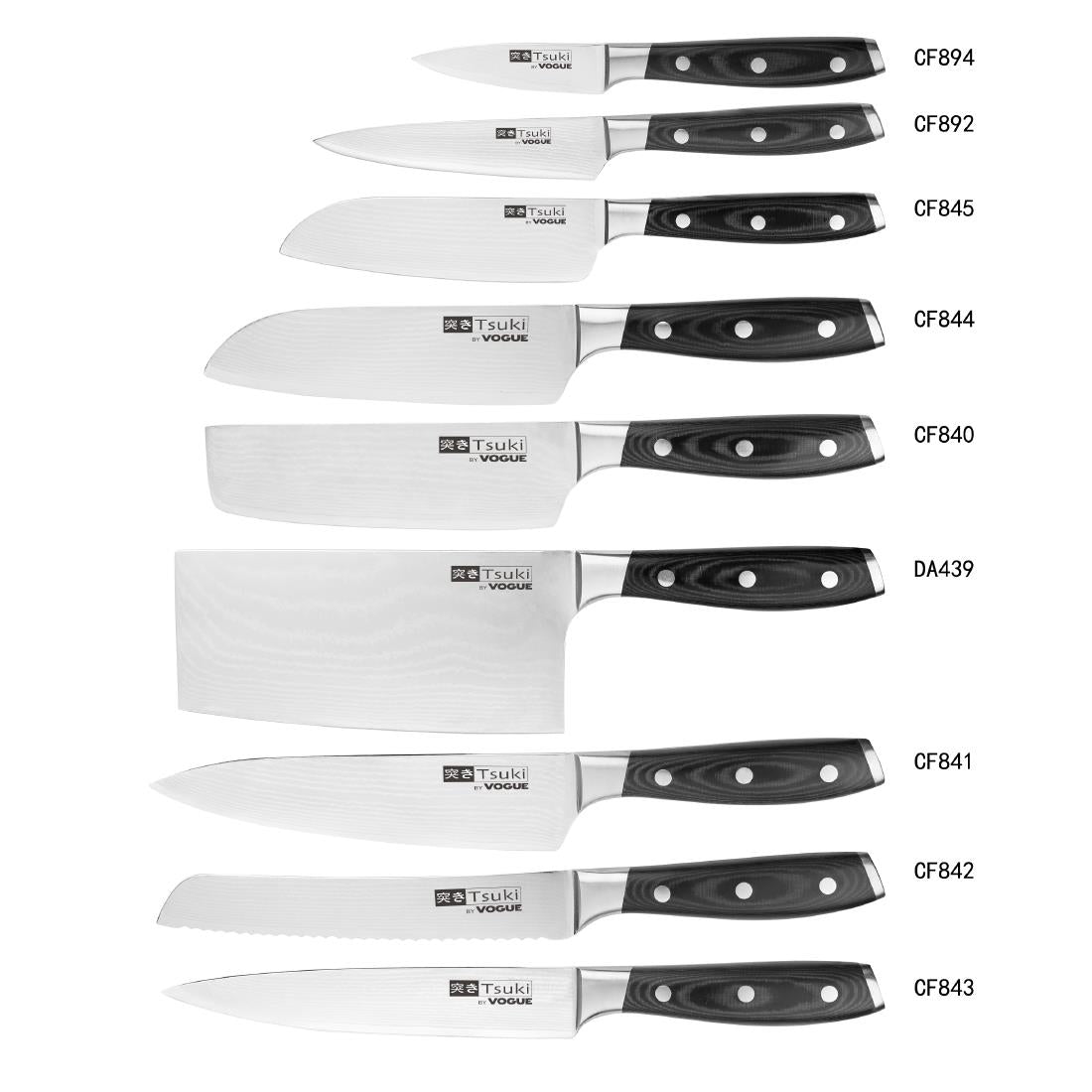 Vogue Tsuki Series 7 Santoku Knife Black 175mm - CF844