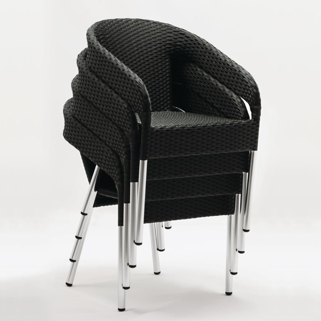 Bolero Wicker Wraparound Bistro Chairs Charcoal (Pack of 4) - CG223