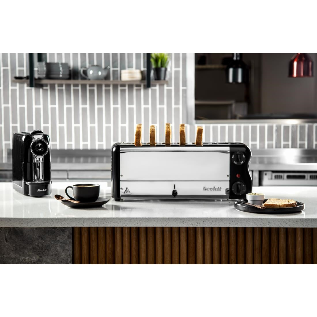 Rowlett Esprit 6 Slot Toaster Jet Black w/2x Additional Elements & Sandwich Cage - HW917-A