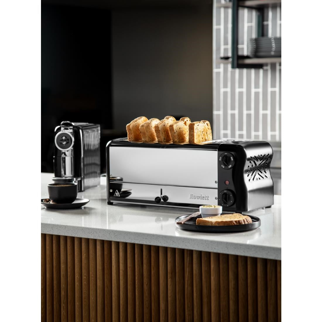 Rowlett Esprit 6 Slot Toaster Jet Black w/2x Additional Elements & Sandwich Cage - HW917-A