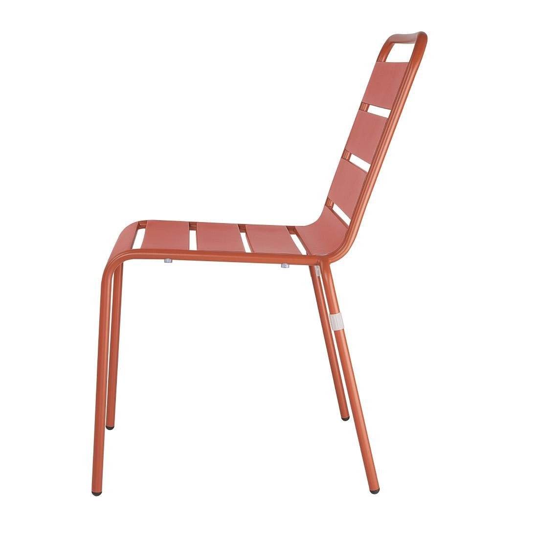Bolero Terracotta Slatted Steel Side Chairs (4 Pack) - CK063