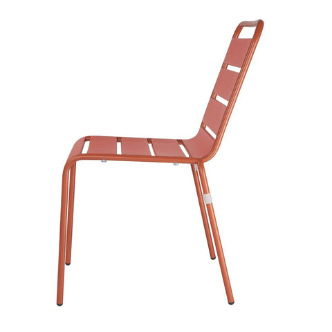 Bolero Terracotta Slatted Steel Side Chairs (4 Pack) - CK063