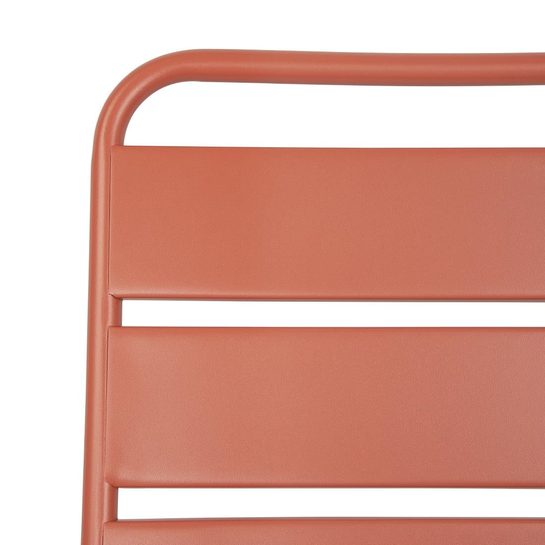 Bolero Terracotta Slatted Steel Side Chairs (4 Pack) - CK063