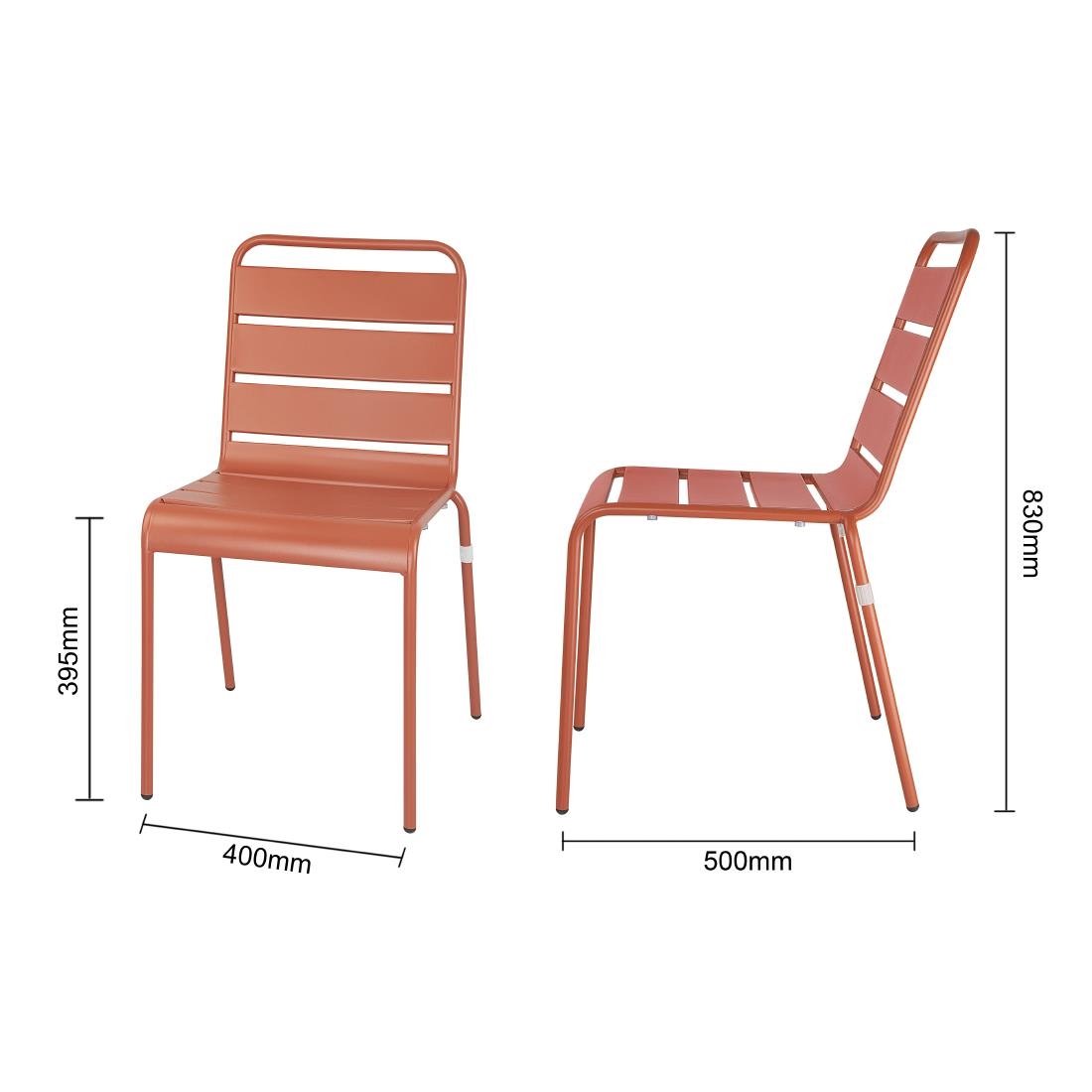 Bolero Terracotta Slatted Steel Side Chairs (4 Pack) - CK063