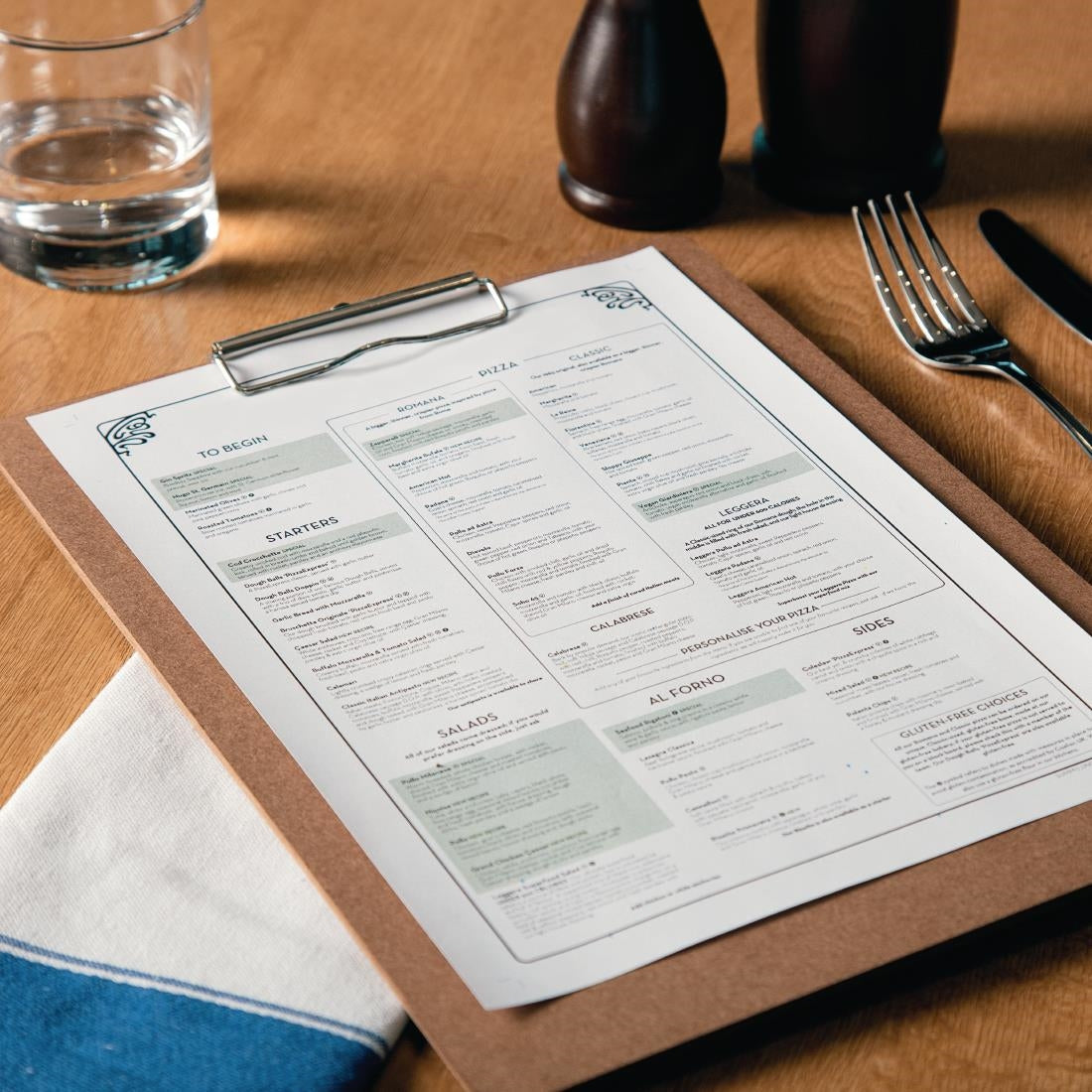 Olympia Wooden Menu Presentation Clipboard A4 - CL174