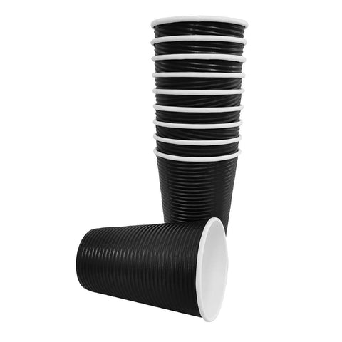 Fiesta Recyclable Takeaway Coffee Cups Ripple Wall Kraft Black 450ml (Pack of 500) - CM545