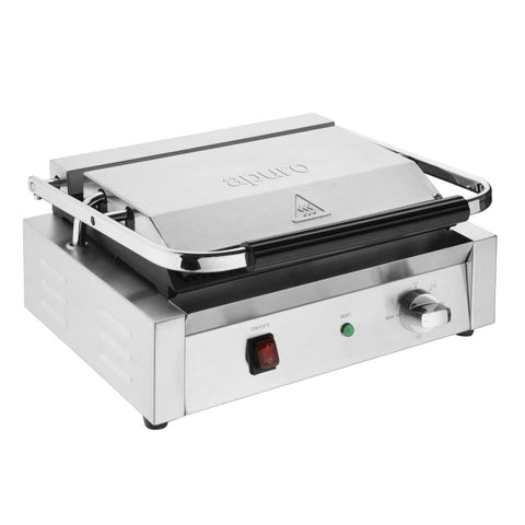 Apuro Bistro Large Ribbed Contact Grill - CU602-A