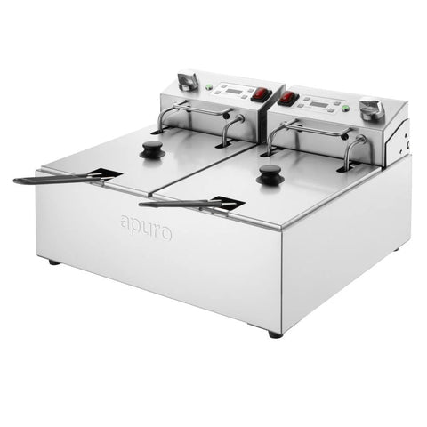 Apuro Double Electric Fryer with Timer 2x5Ltr - CU624-A