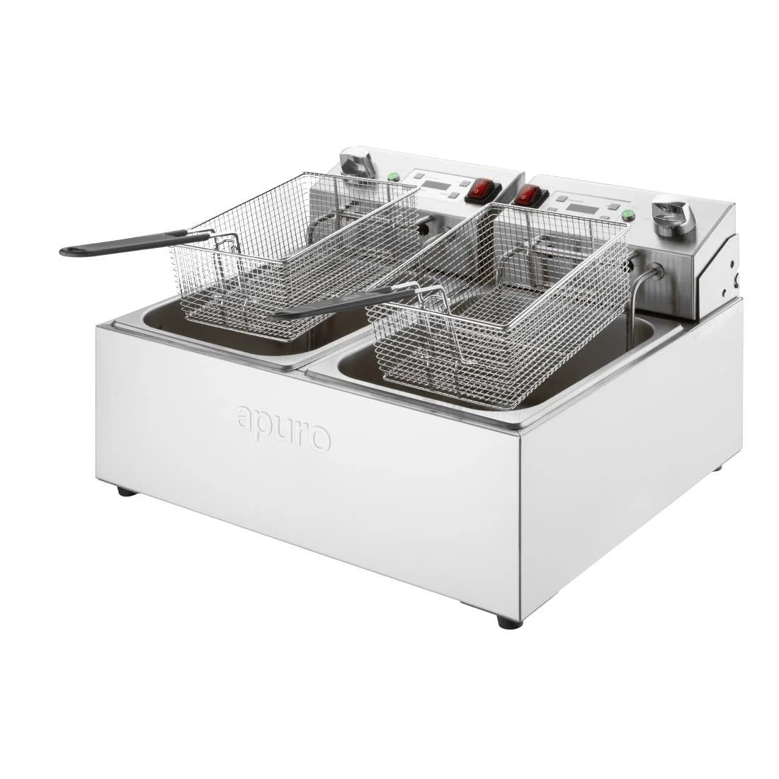 Apuro Double Electric Fryer with Timer 2x5Ltr - CU624-A