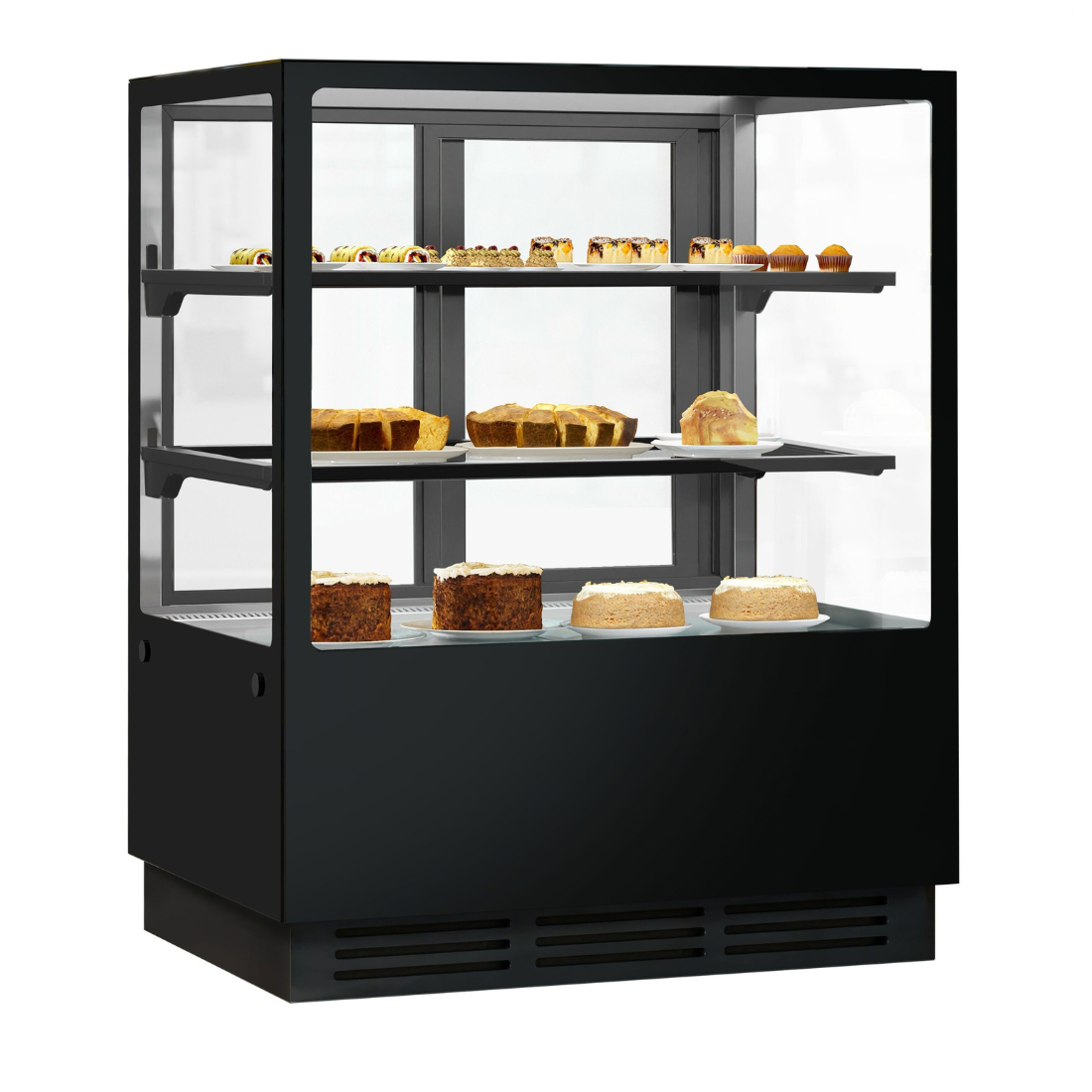 Bonvue Noir Tot 900mm 2 Shelves Square Cake Display Cabinet - CVS90-2B