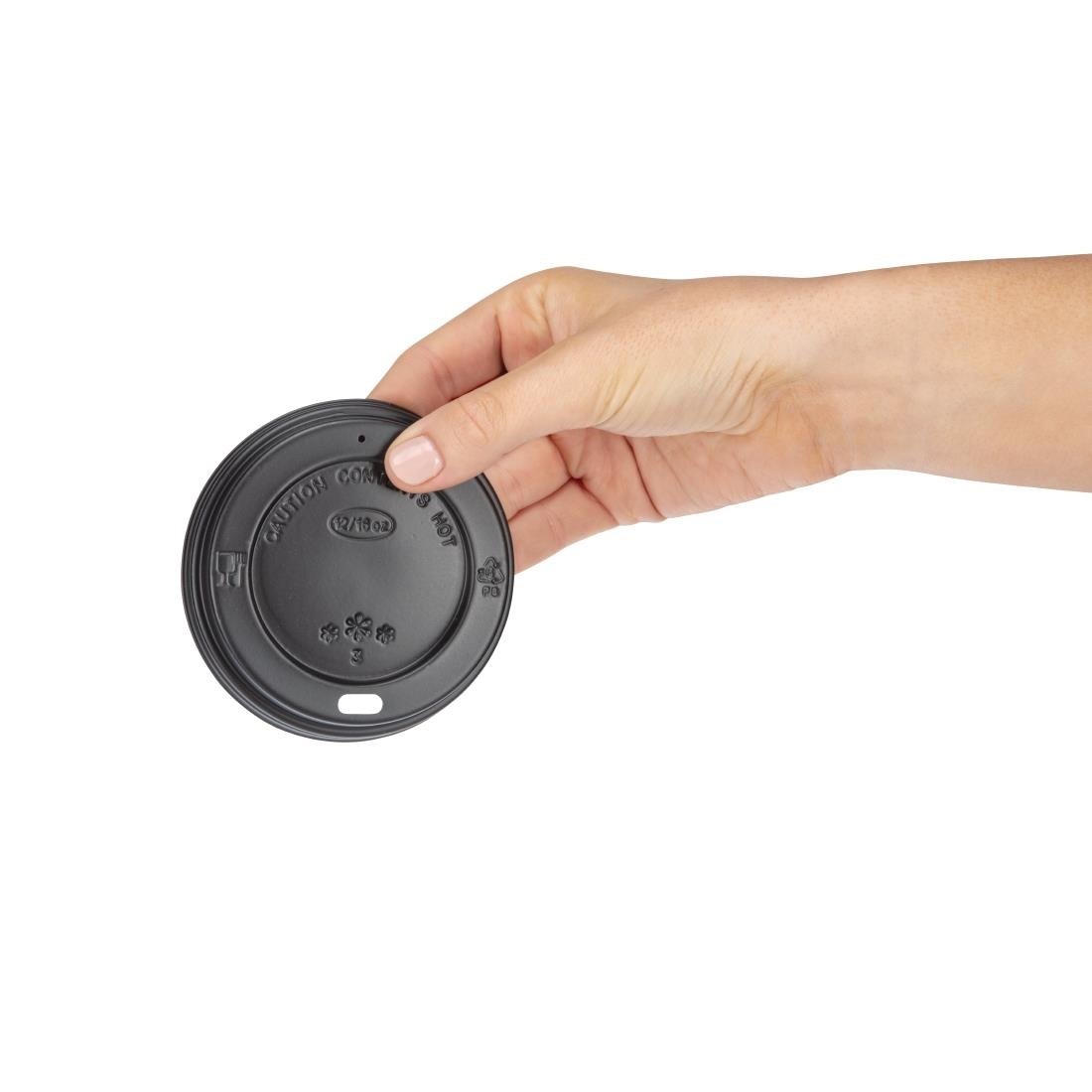 Fiesta Recyclable Coffee Cup Lids Black 340ml and 455ml (Pack of 50) - CW717