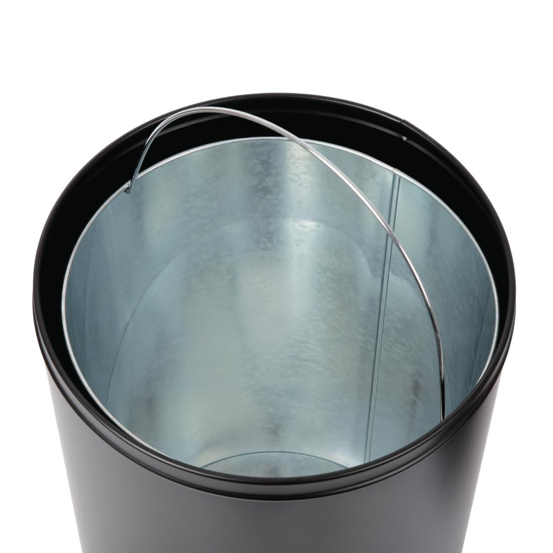 Bolero Stainless Steel Open Lid Bullet Bin Black 40 Litre - CW954