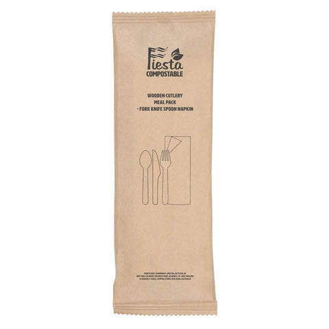 Fiesta Compostable Wooden Cutlery Meal Pack (Pack of 250) - DF422