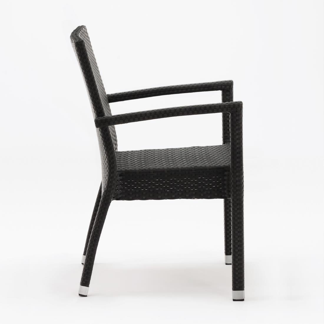 Bolero PE Wicker Armchairs Charcoal (4 Pack) - DL477