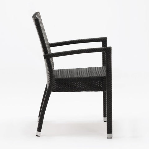 Bolero PE Wicker Armchairs Charcoal (4 Pack) - DL477
