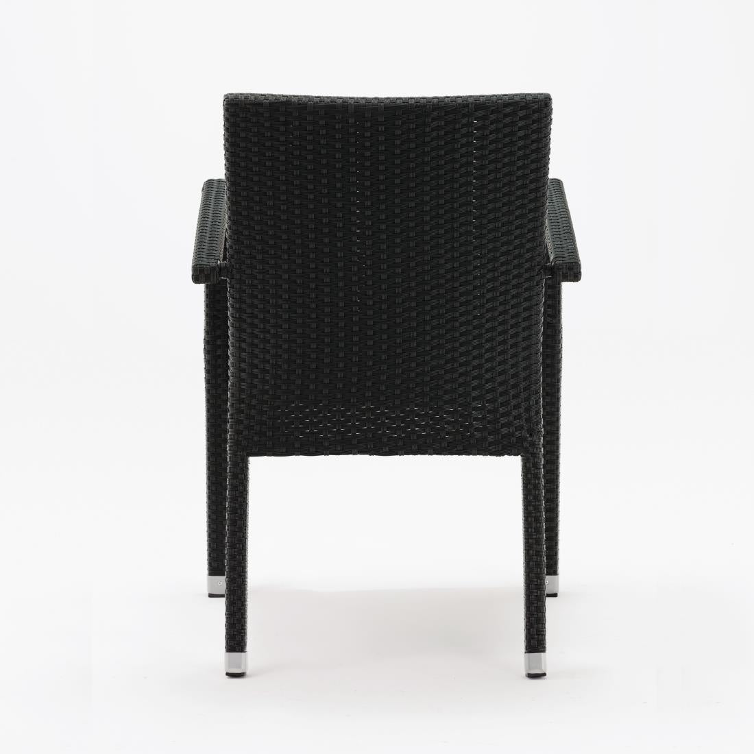 Bolero PE Wicker Armchairs Charcoal (4 Pack) - DL477