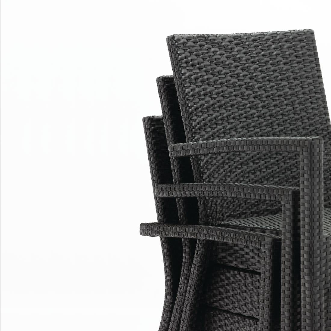 Bolero PE Wicker Armchairs Charcoal (4 Pack) - DL477