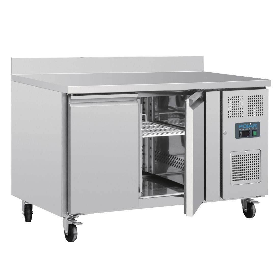 Polar U-Series Double Door Counter Fridge with Upstand 282Ltr - UA064-A