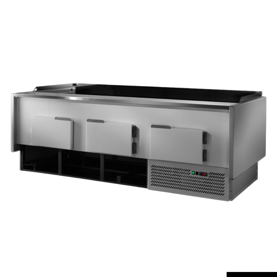 Tecnodom Serie Mr80 Black 2480 Self-Serving Deli Display With Storage And Castors TDMR-0825SELF