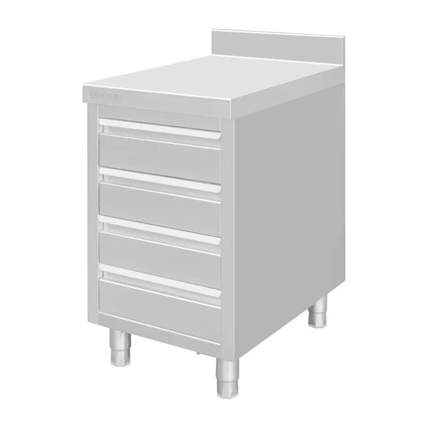 Vogue Stainless Steel 4 Drawer Workstation with 100mm Upstand - DP276