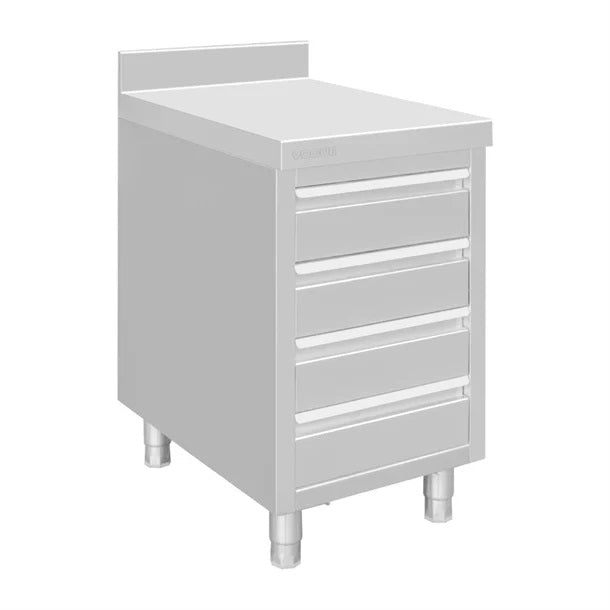 Vogue Stainless Steel 4 Drawer Workstation with 100mm Upstand - DP276