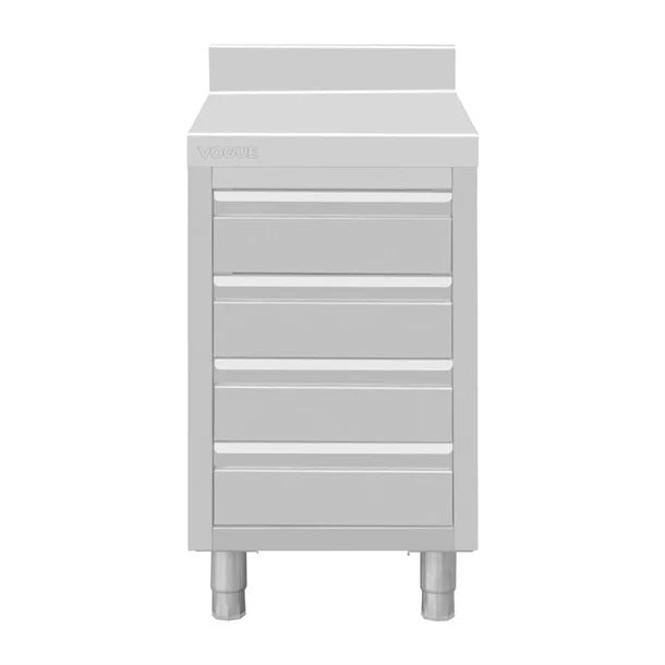 Vogue Stainless Steel 4 Drawer Workstation with 100mm Upstand - DP276