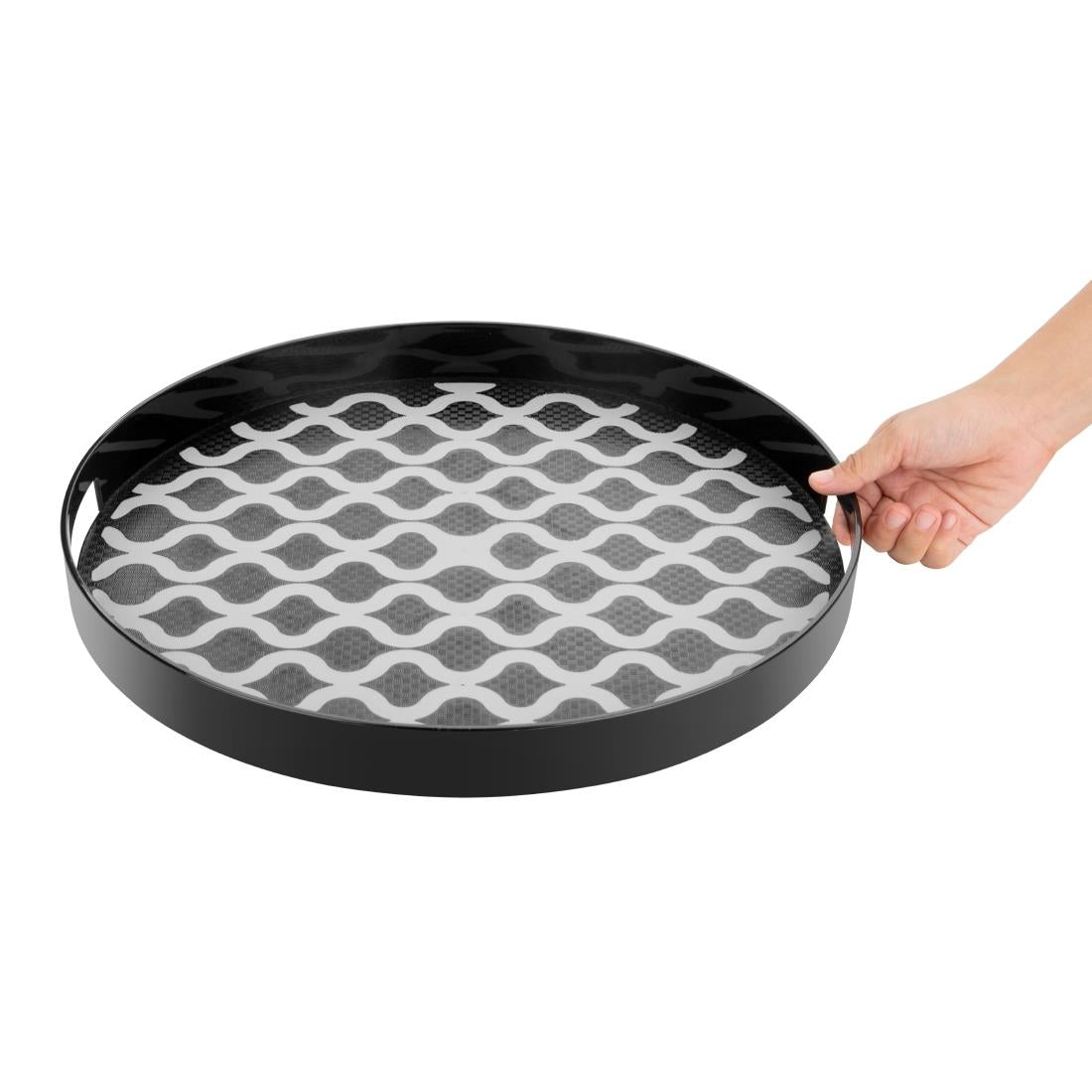 Olympia Kristallon PC Round Non Slip Tray With Handles 405mm - DP666