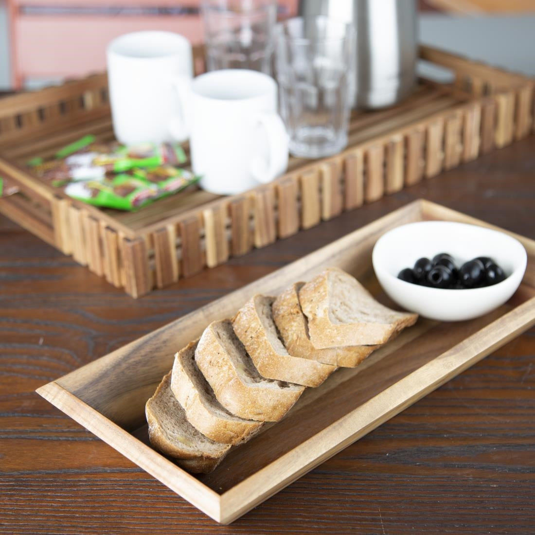 Olympia Acacia Rectangular Tray 380x180mm - DP884