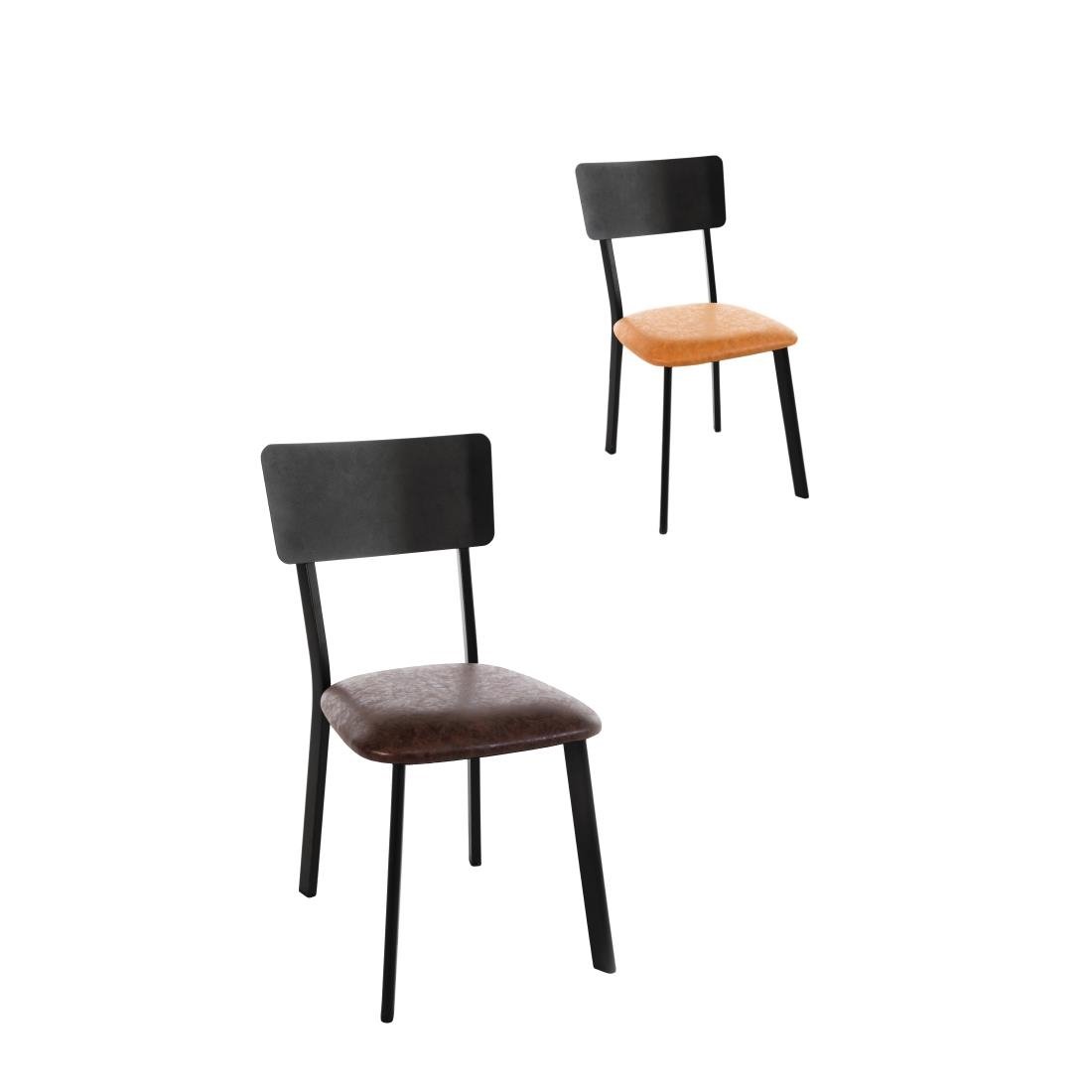 Bolero Metal & PU Side Chair Vintage Camel (Pack 4) - DR300