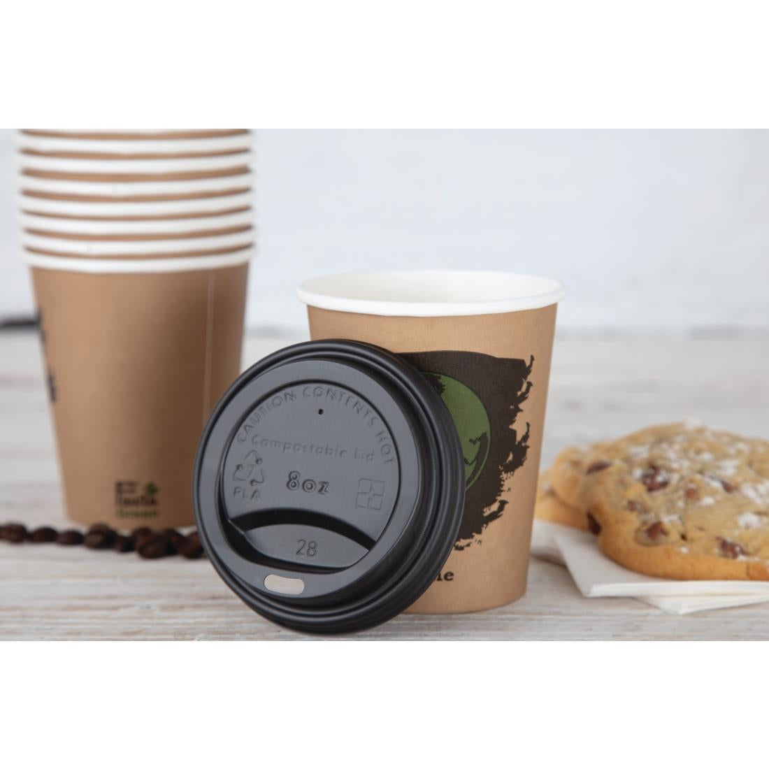 Fiesta Compostable Hot Cup Lids 225ml (Pack of 1000) - DS052