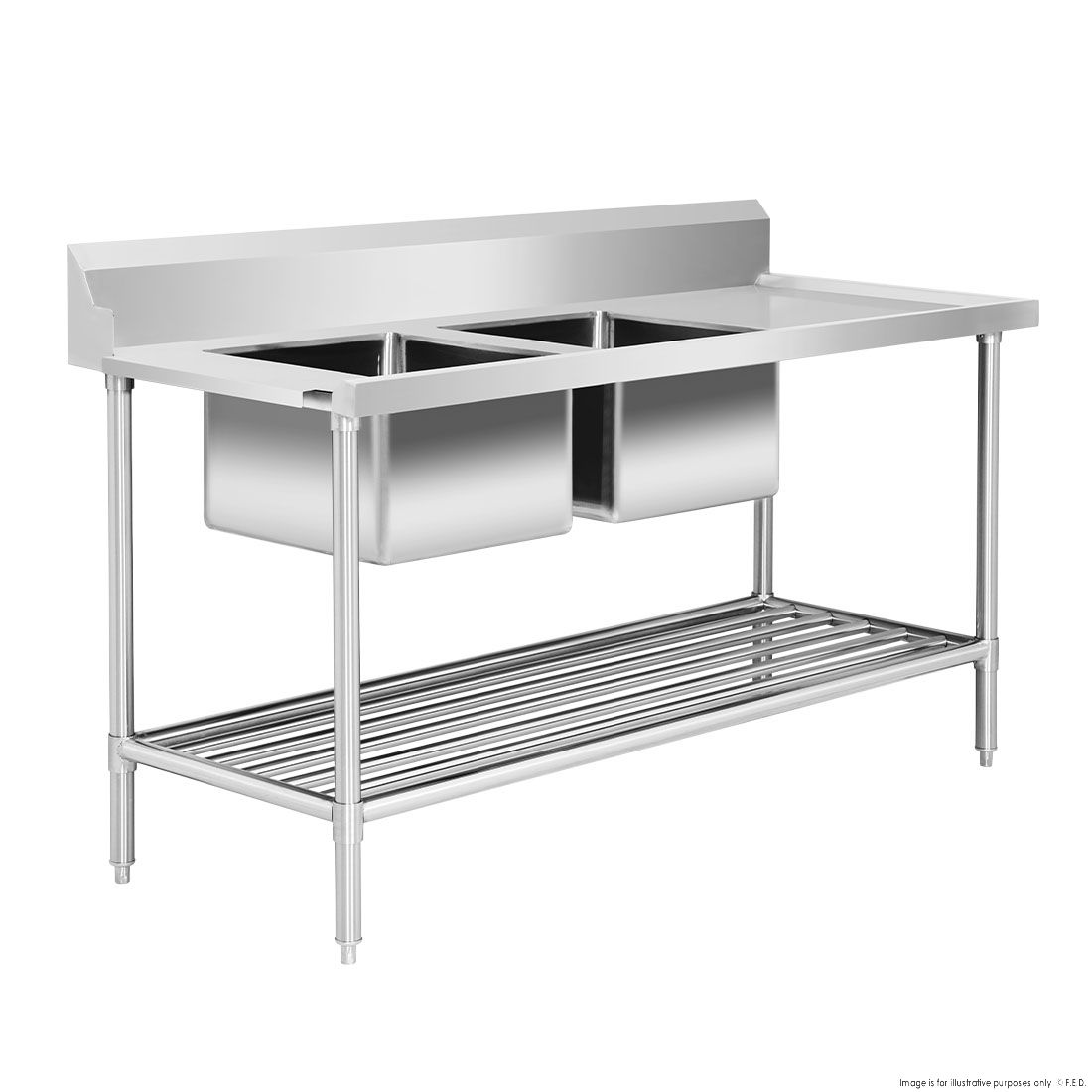 Modular Systems Left Inlet Double Sink Dishwasher Bench DSBD7-1800L/A