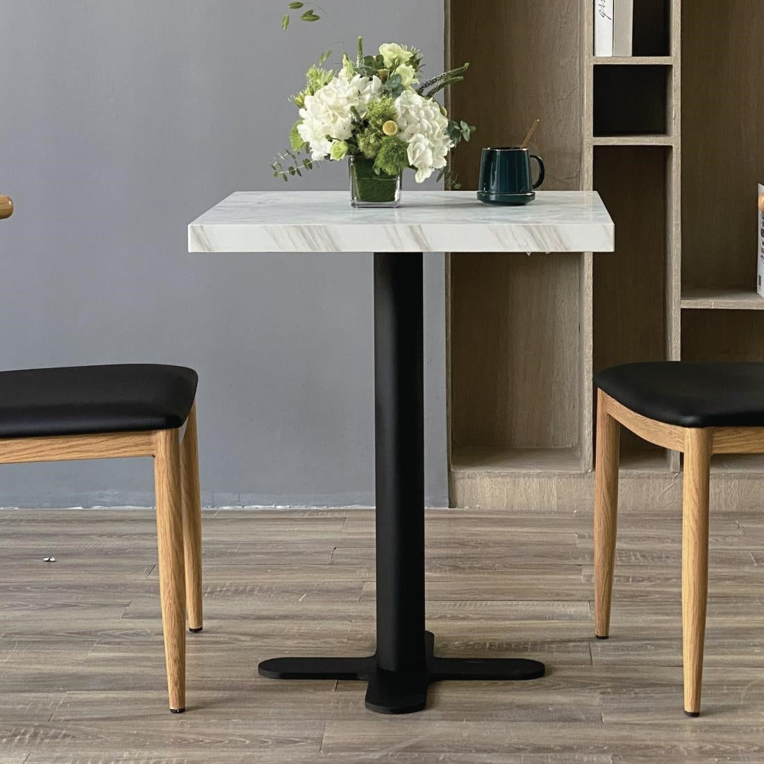 Bolero Pre-drilled Square Table Top Marble Effect 600mm - DT444