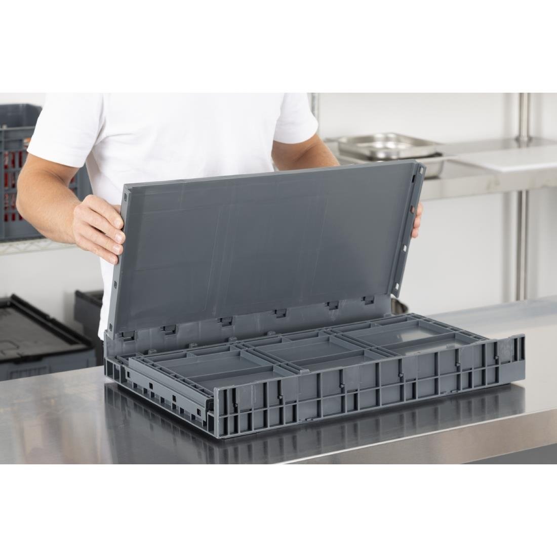 Vogue Plastic Folding Transport Storage Crate 594x396x353mm - DX997