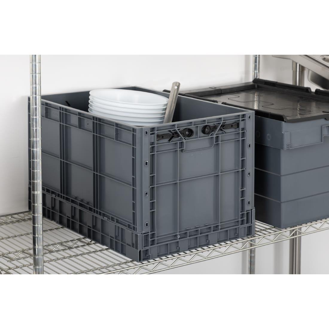 Vogue Plastic Folding Transport Storage Crate 594x396x353mm - DX997