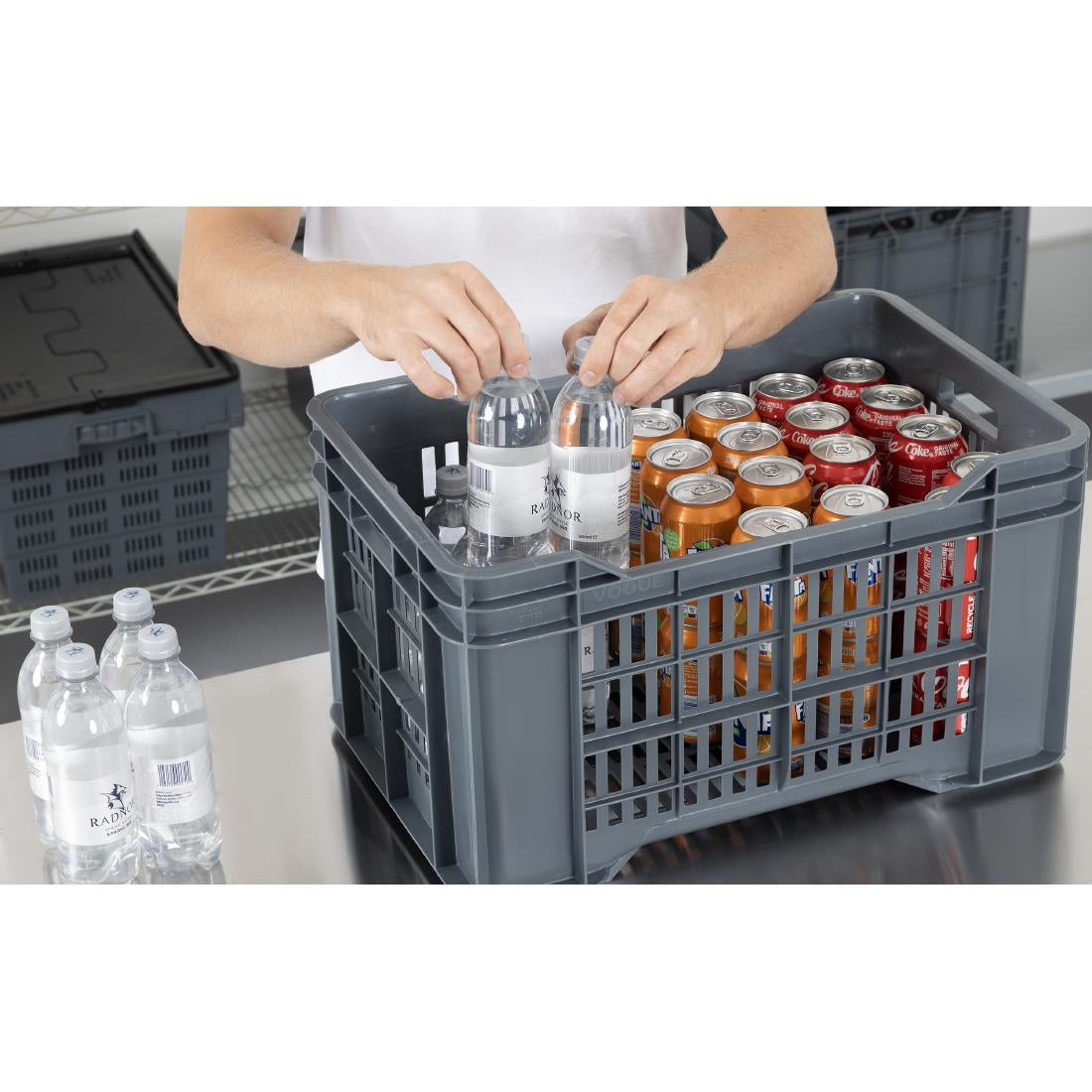 Vogue Perforated Plastic Storage Crate 542x360x290mm - DX998