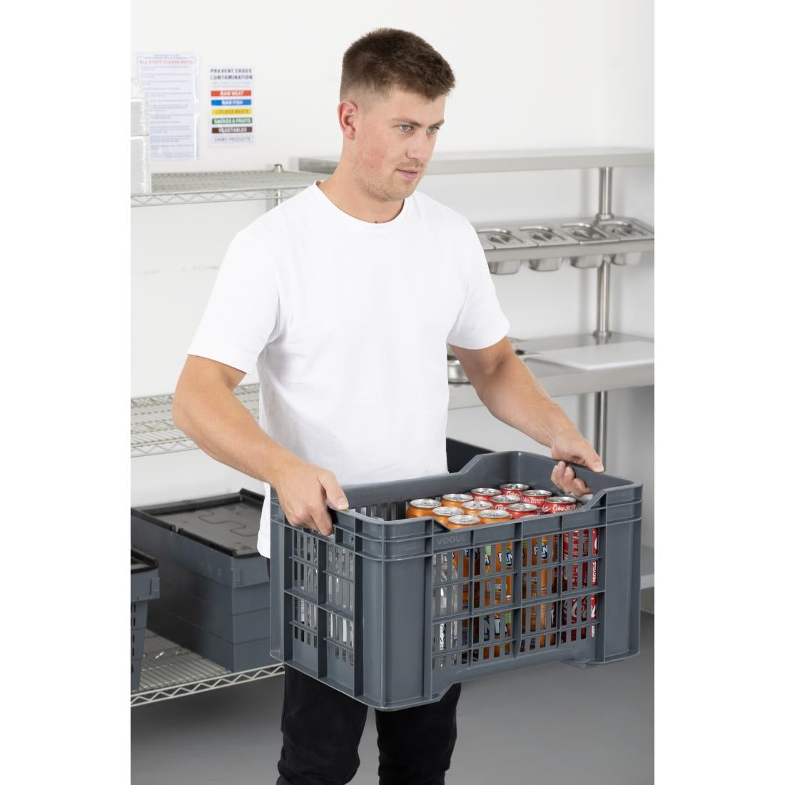 Vogue Perforated Plastic Storage Crate 542x360x290mm - DX998