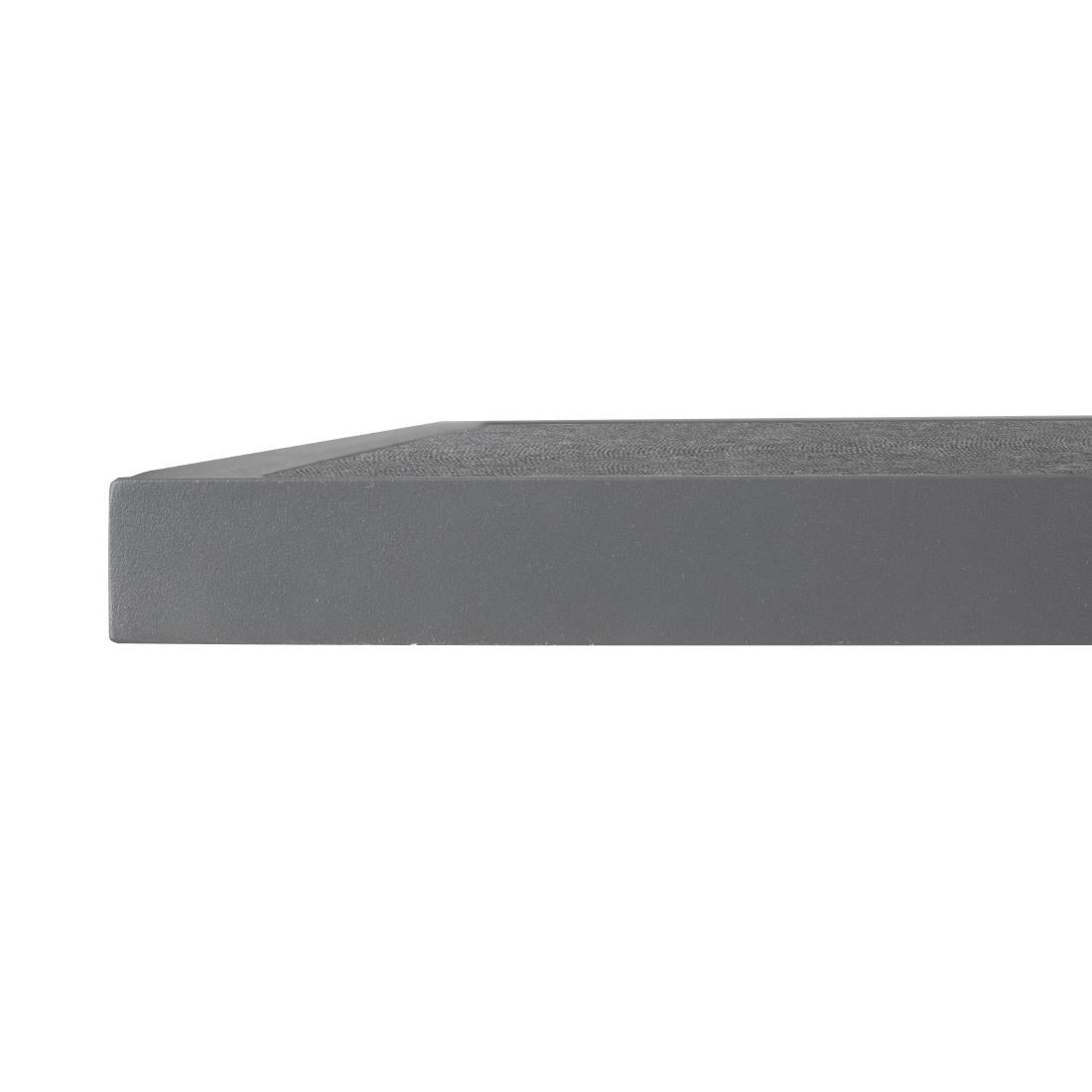 Bolero Black Brushed Mix Outdoor Tempered Glass Table Top Square Grey Trim 700mm - DZ873