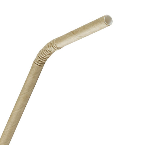 Fiesta Compostable Bendy Paper Straws Kraft (Pack of 250) - FB141