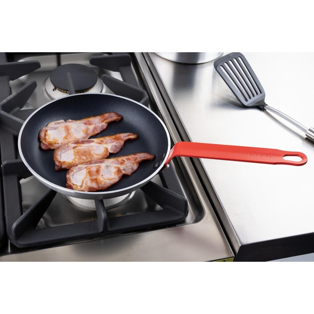 Hygiplas Aluminium Teflon Platinum Plus Frying Pan with Red Handle 240mm - HT965