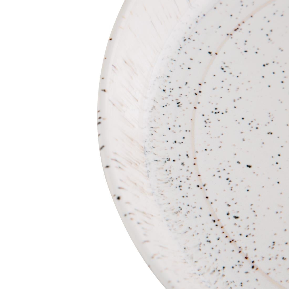 Olympia Cavolo Flat Round Bowls White Speckle 220mm (4 Pack) - FD901