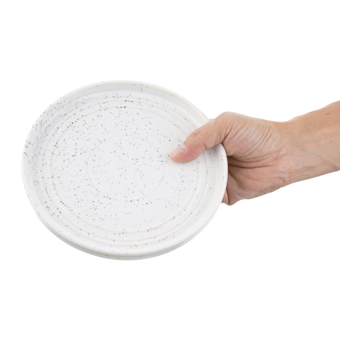 Olympia Cavolo White Speckle Flat Round Plate 180(Ø Pack)mm (6 Pack) - FD902
