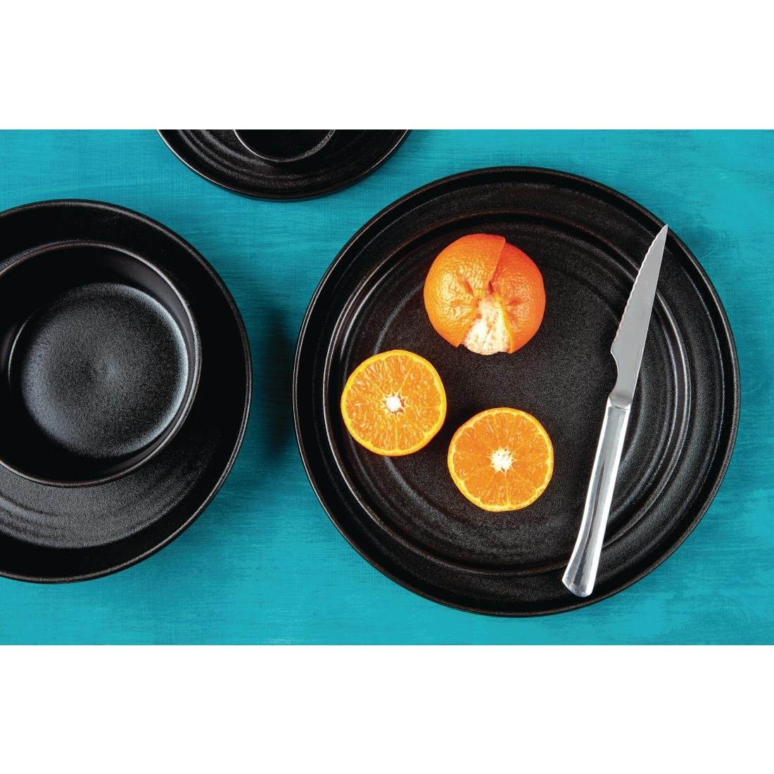 Olympia Cavolo Textured Black Flat Round Plate 220(Ø Pack)mm (6 Pack) - FD909