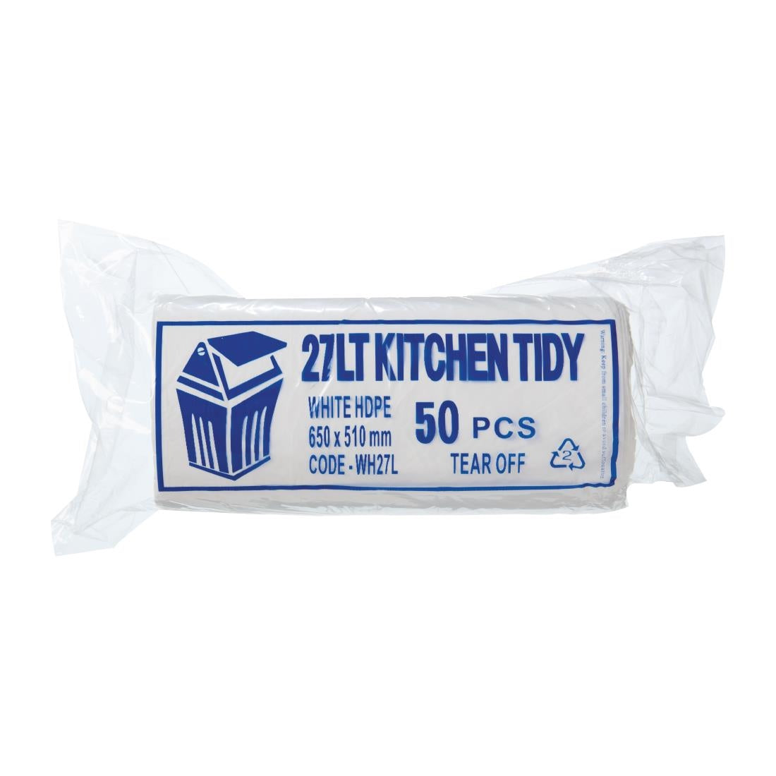 Jantex Kitchen Tidy White Garbage Bags Medium 27Ltr (Pack of 50) - FL875