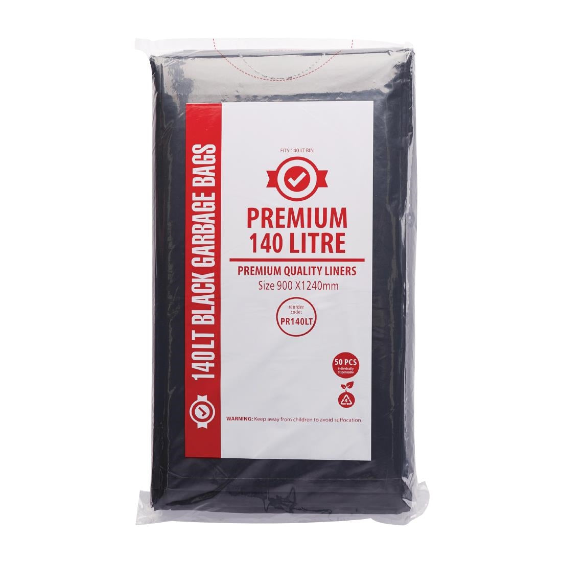 Jantex Premium Garbage Bags Black 140Ltr (Pack of 50) - FL881