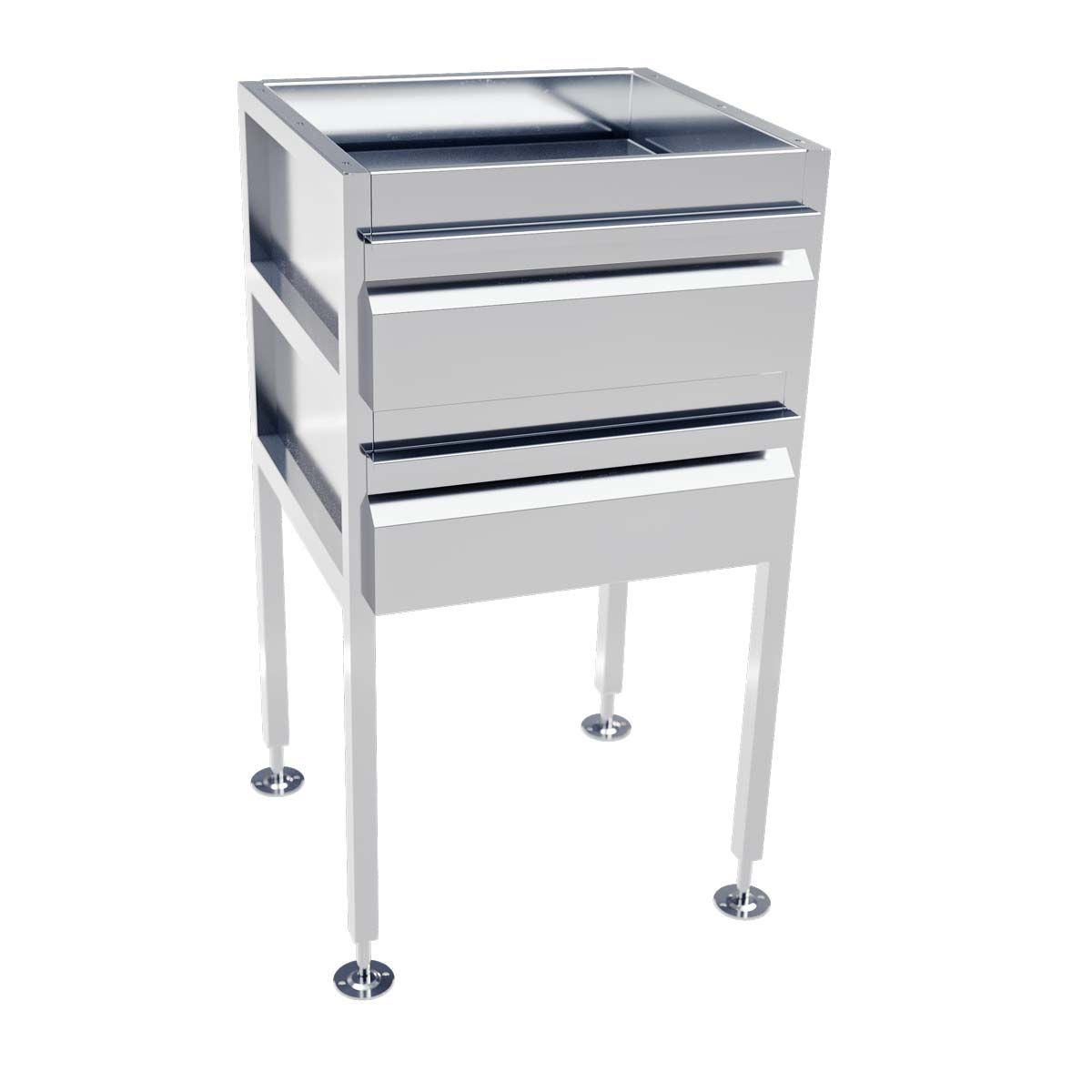 3Monkeez Freestanding Stainless Steel Drawer Unit (2 drawers) - AB-2DRAW