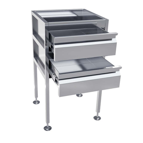 3Monkeez Freestanding Stainless Steel Drawer Unit (2 drawers) - AB-2DRAW