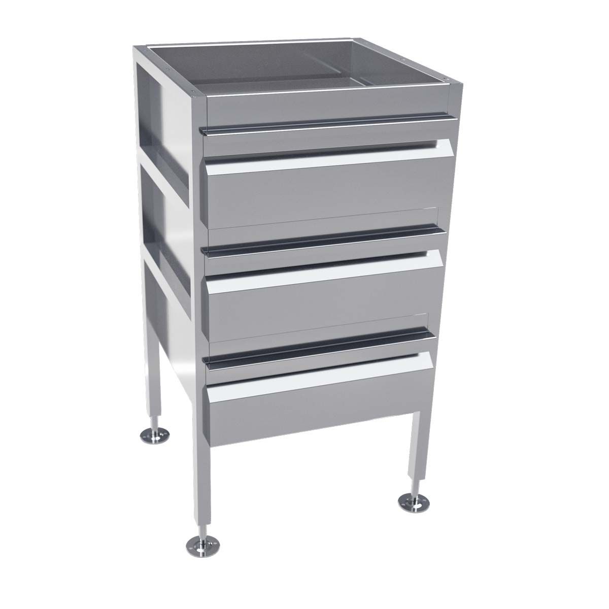 3Monkeez Freestanding Stainless Steel Drawer Unit (3 drawers) - AB-3DRAW