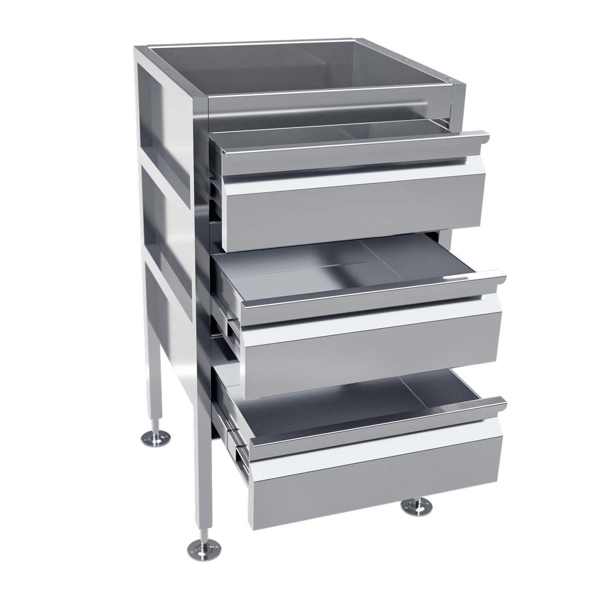 3Monkeez Freestanding Stainless Steel Drawer Unit (3 drawers) - AB-3DRAW
