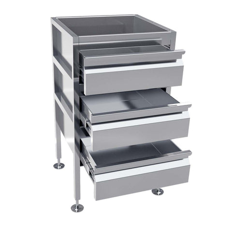 3Monkeez Freestanding Stainless Steel Drawer Unit (3 drawers) - AB-3DRAW