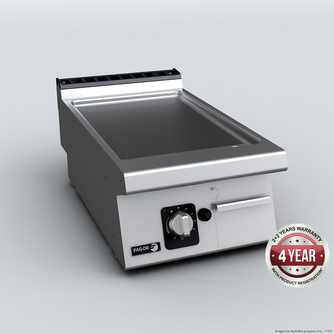 Fagor Kore 700 FT-G7 Bench Top Chrome Gas Griddle - 400mm-800mm - Chrome/Mild Steel